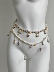 Melody of the Sea Seashells Waist Chains Layered Tassels Pearls Waist Accessories Waist Belts Body Chains