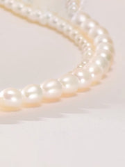 Rice Shaped Double-layer Freshwater Pearl Necklace Small Fragrance Style Necklace Fashionable Jewelry Gift for Girlfriend