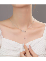 8-Pointed Star Sterling Silver Elegant Collarbone Necklace