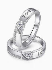 "Heartbeat Sync" Diamond Couple Rings' — Our Pulses Sparkle Together S999 Size Adjustable