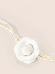 Fine Pearl Camellia Waist Chain Necklace Dual-use Dress Belt Accessory With Skirt