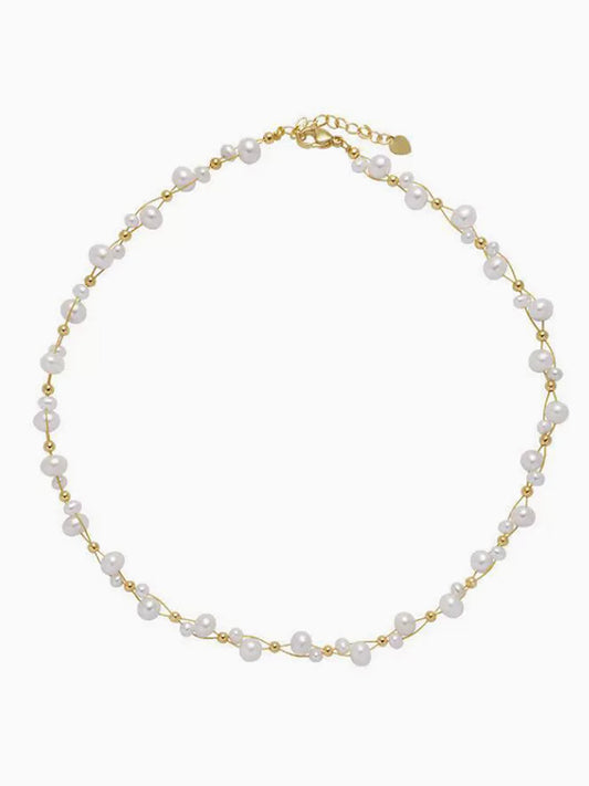 Freshwater Cultured Pearl Necklace Chic Gold Accented Pearl Necklace