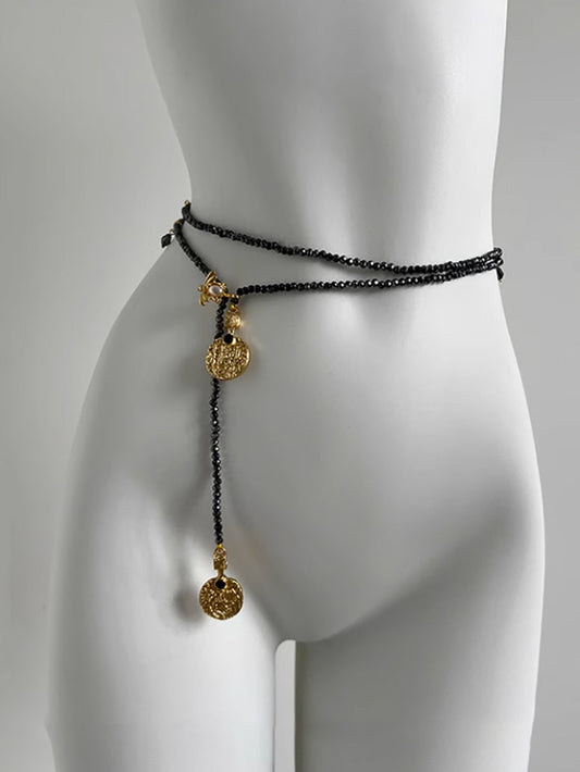 Nile Waist Chain Sweater Chain Long Necklace Black Energy Stone Crystal Belt Waist Seal Accessory
