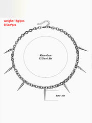 Punk Spiked Chain Necklace Personality Metal Decor Necklace