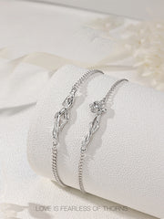 Thorn and Rose Couple Bracelet Blend of Nature and Art