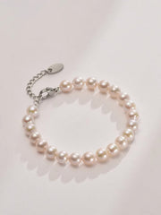 Freshwater Cultured Pearl Bracelet Casual Simple White Pearl Bracelet Fashionable Gift for Women 6-7mm