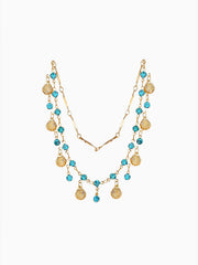 “Sea's daughter“ Mermaid-Inspired Blue Seashell & Mini Blue Diamond Necklace & Bracelet For Beach Vacations