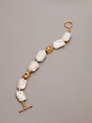 Elegant Baroque Pearl & Gold Bracelet Unique Luxury Accessory