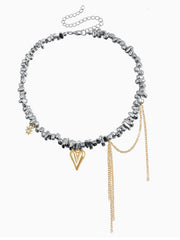 Chic Metal Chain Necklace Multi-Chain Design Metal Heart Necklace