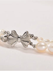 Rice Shaped Double-layer Freshwater Pearl Necklace Small Fragrance Style Necklace Fashionable Jewelry Gift for Girlfriend