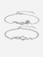 Thorn and Rose Couple Bracelet Blend of Nature and Art