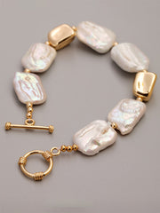 Elegant Baroque Pearl & Gold Bracelet Unique Luxury Accessory