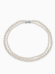 Rice Shaped Double-layer Freshwater Pearl Necklace Small Fragrance Style Necklace Fashionable Jewelry Gift for Girlfriend