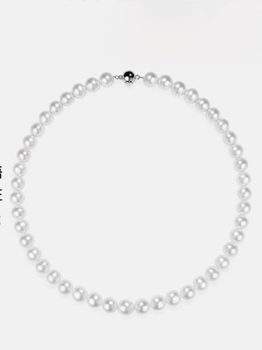 Natural Freshwater Pearl Necklace S925 Silver Bead Chain Pearl Necklace Collarbone Mother Chain Jewelry Gift 6-7mm