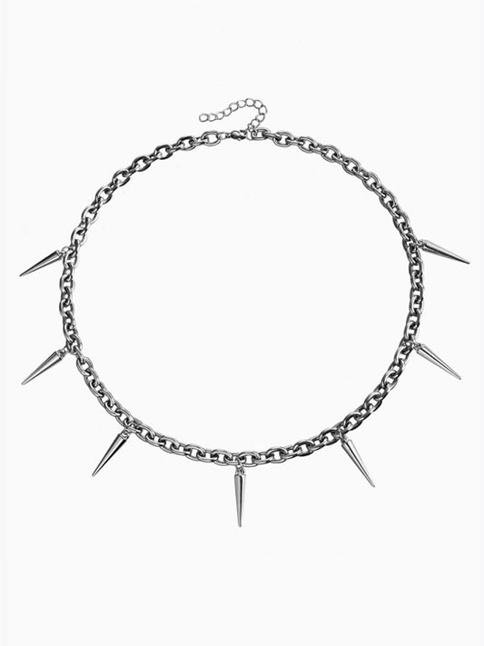 Punk Spiked Chain Necklace Personality Metal Decor Necklace