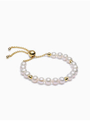 Freshwater Cultured Pearl Bracelet Near Circular Bracelet Length Adjustable Birthday Gift for Women 6-7mm