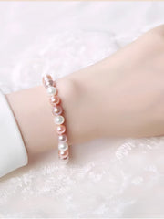 Freshwater Pearl Bracelet Round Strong Light Fashion Mixed Color Bracelet for Girlfriend