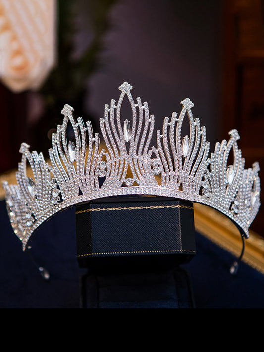 Gothic Rhodium-Plated Crystal Tiara - Victorian Era Inspired Bridal Headdress No.14