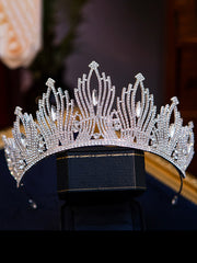 Gothic Rhodium-Plated Crystal Tiara - Victorian Era Inspired Bridal Headdress No.14