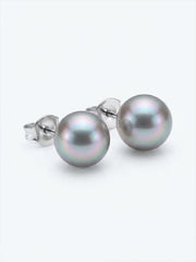 “Castle In The Sky”-Akoya Ginmame Type Earrings Saltwater Cultured Pearls (6.5mm-7mm)