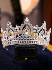 Vintage Crystal Crown Headpiece - Austrian Crystal Bridal Tiara with Adjustable Ribbon No.1