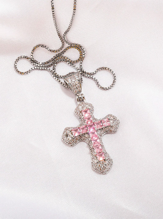 Radiant Brilliance Exquisite Diamond-Encrusted Cross Necklace