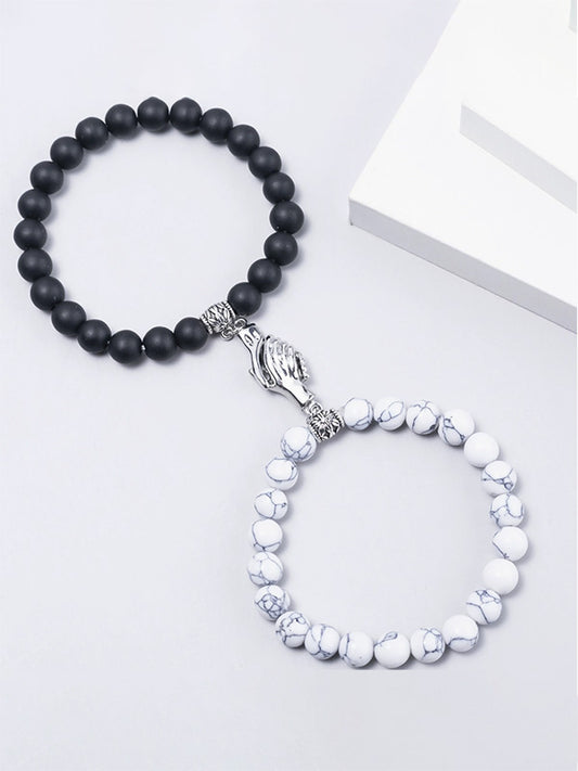 "Perfect Match" Black & White Couple Bracelets Timeless & Versatile Never Part