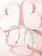 Moment of Heartbeat Perfect Couple Rings S925 Silver Adjustable Opening