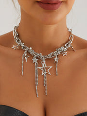 Multi-Layer Star Fringe Necklace Star Fringe Diamond-Embellished Necklace