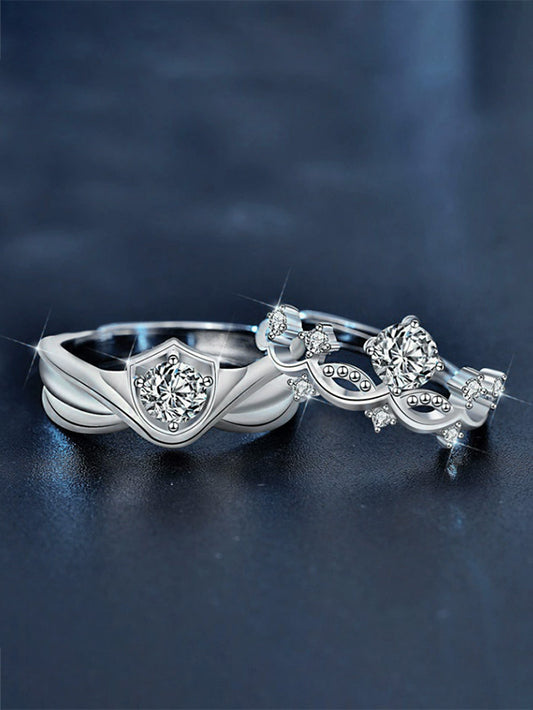 Princess and Knight Couple Rings S925 Material Adjustable Opening