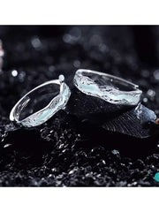 Starlit Embrace Couple Rings Moonlight Vows That Never Part Night Light S925 Silver Adjustable Opening