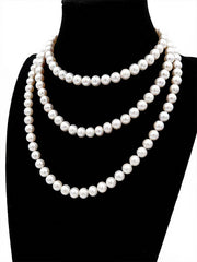 “Crown Jewelry” Freshwater Aquaculture "Seedless Pearl" Lengthened "Sweater Necklace"S925 Silver(8mm-9mm)Three