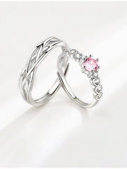 Weave of Love Stylish Couple Rings Adjustable Opening S999 Sterling Silver