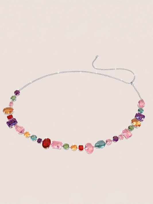 Midsummer Dream Waist Chain Colorful Zircon Water Diamond Chain Belt Accessories Creative Waist Cover Decoration