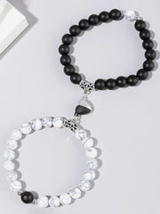 "Black & White Love Lock" Couple Bracelet  Minimalist Design Unique Bond