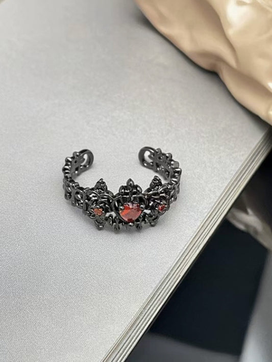 Gothic Queen Love Couple Rings Adjustable Opening