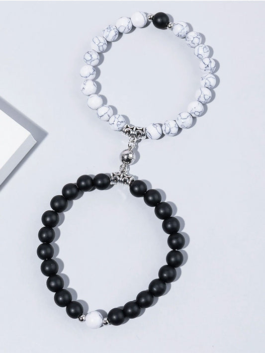 Interwoven Black & White Couple Bracelet – Premium Style Secret Code of Love