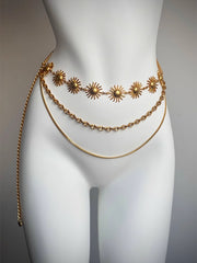 Sun Goddess Waist Chain Retro Gold Vacation Style Belt Waist Cover with Skirt Accessories New Style