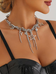 Multi-Layer Star Fringe Necklace Star Fringe Diamond-Embellished Necklace