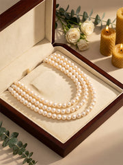 “Crown Jewelry” Freshwater Aquaculture "Seedless Pearl" Lengthened "Sweater Necklace"S925 Silver(8mm-9mm)Three