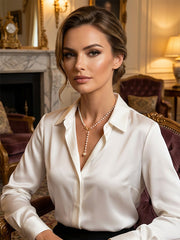 Victorian Revival Necklace Pavé Butterfly Bow with Pearl Strand Layering