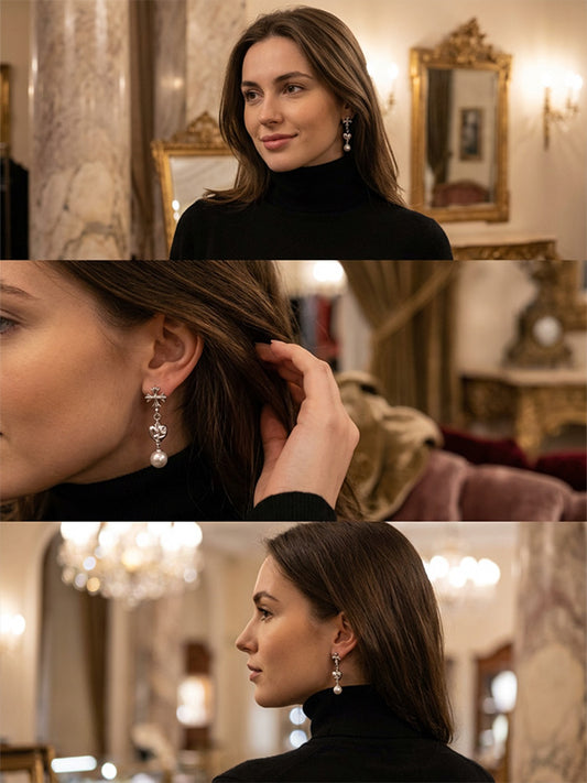 Chrome Hearts Elegant Cross Pearl Earrings For Any Occasion