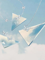 Night-Glow Butterfly Charm Necklace Blue Fantasy Glowing Butterfly Necklace&Ring&Bracelet Set