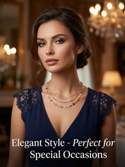 Summer Dopamine Rush- Multi-layered Colorful Crystal Beaded Daisy Necklace Elegant and Unique Layered Collarbone Chain