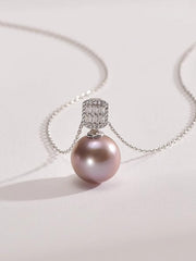 Shell Beads Dreamy Purple Pearl Pendant Necklace 12mm