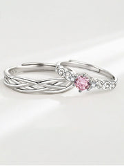 Weave of Love Stylish Couple Rings Adjustable Opening S999 Sterling Silver