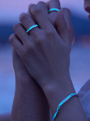 Starlit Embrace Couple Rings Moonlight Vows That Never Part Night Light S925 Silver Adjustable Opening