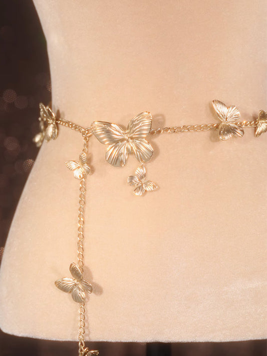 Butterfly Waist Chain Golden Romantic Spring Accessories Necklace Paired With Skirt Fairy Style Waist Belt Waist Seal