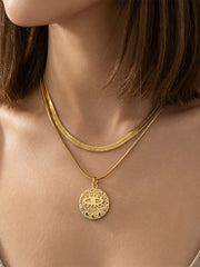 Evil Eye Double Snake Chain Choker Necklace for Women - Modern Luxury Layered Collarbone Accessory