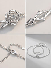 Thorn and Rose Couple Bracelet Blend of Nature and Art